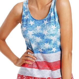 LAST ONE Light Blue American Flag Vintage Tank NWT